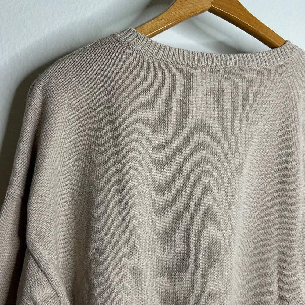 Eileen Fisher Organic Cotton Linen Tan Neutral Knit Pullover Sweater